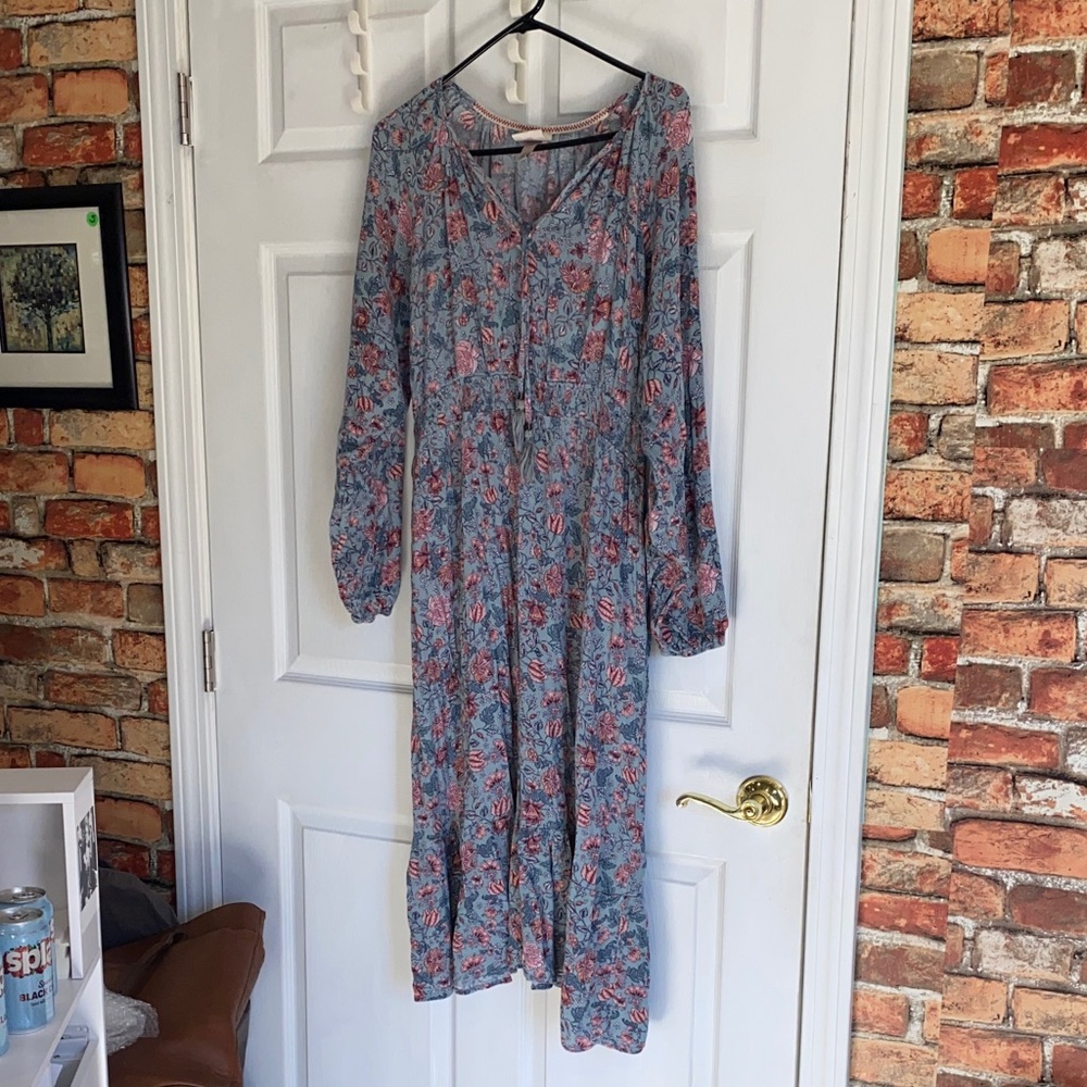 Knox Rose Long Sleeve Floral Dress in Blue and Pink